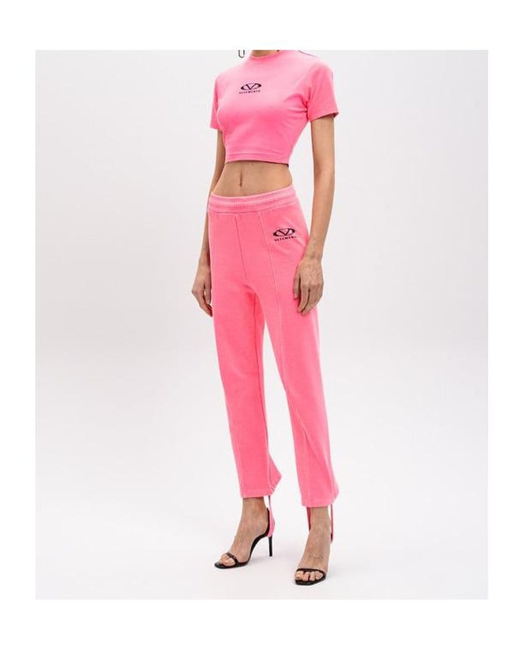 Vetements Pink Oval Logo Printed Jogging Pants