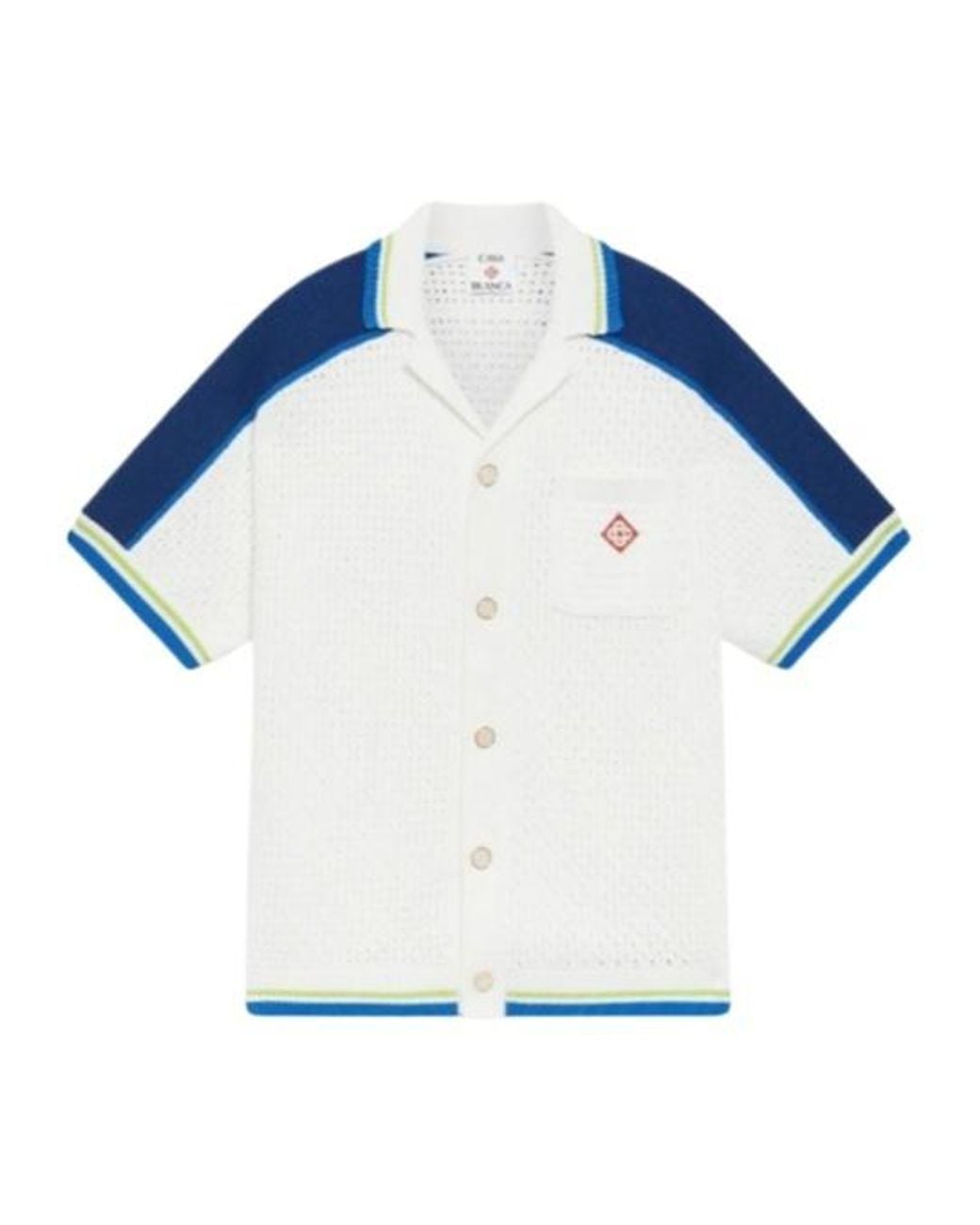 Casablanca Blue Short Sleeve Camp Collar Knit Shirt for men