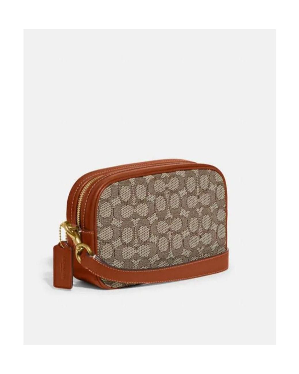 COACH Brown Monogram Logo-Plaque Camera Bag