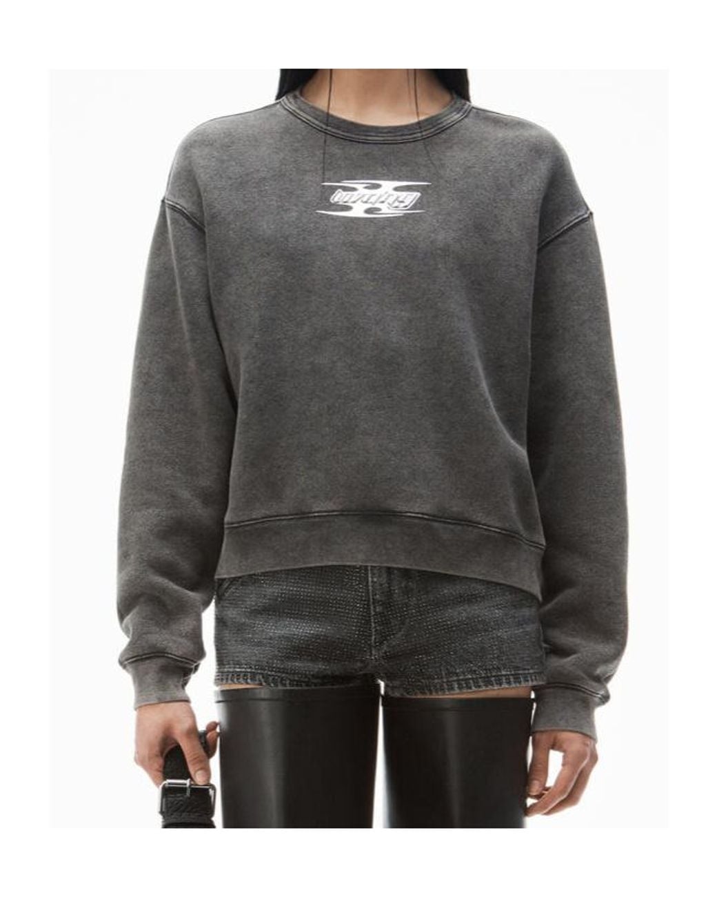 Alexander Wang Gray T By Blade Logo-Embossed Sweatshirt