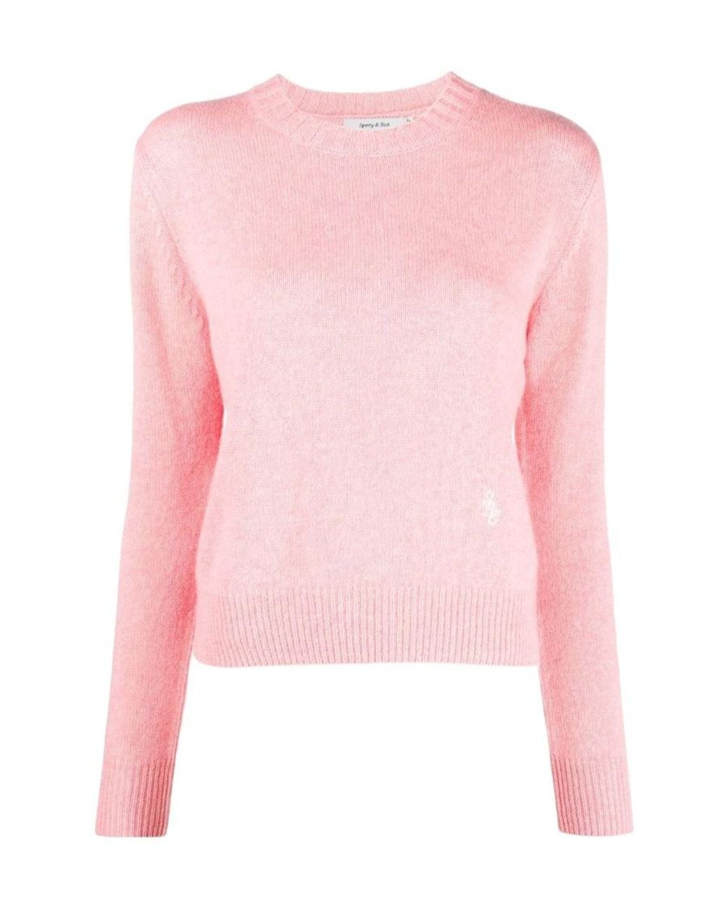 Sporty & Rich Pink Logo-Embroidered Crewneck Jumper