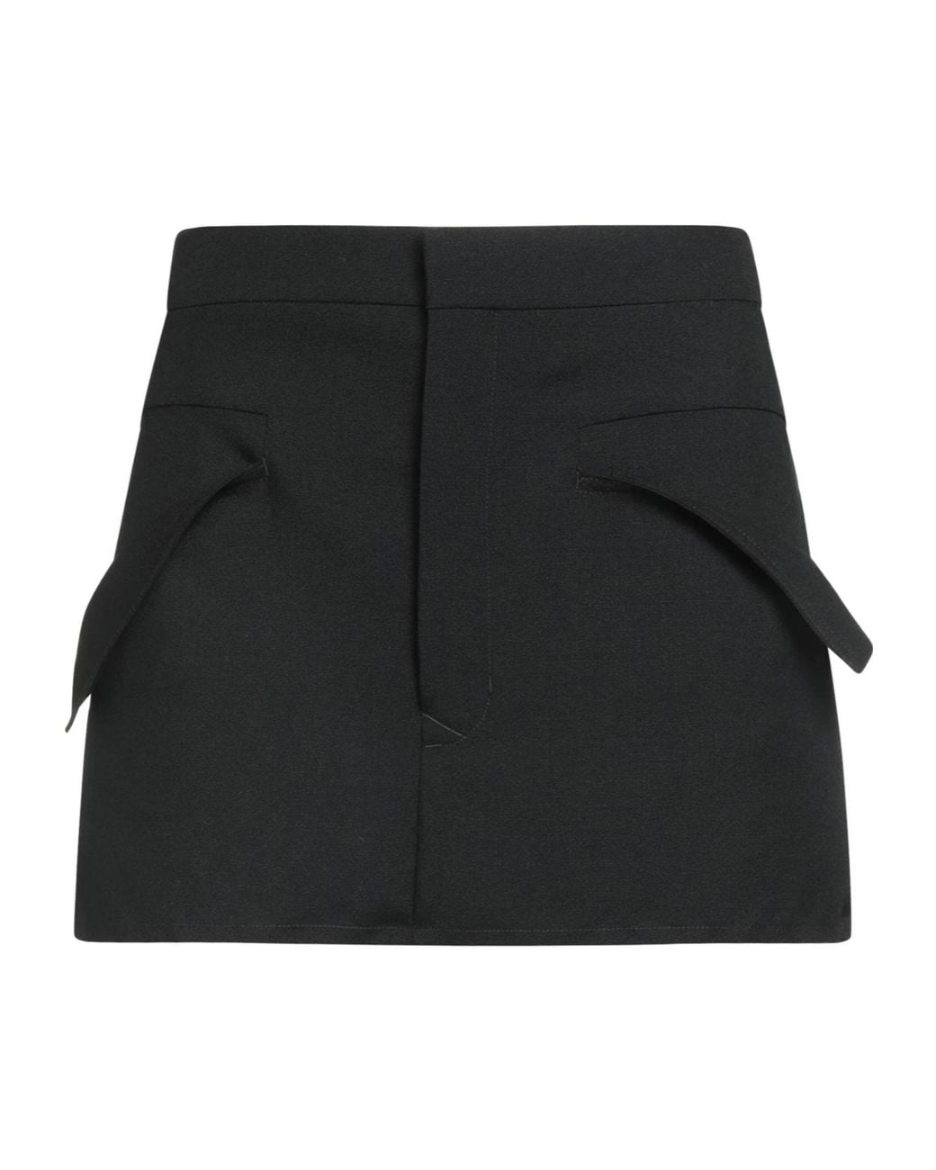 Rick Owens Black Solid-Colored Flare Skirt