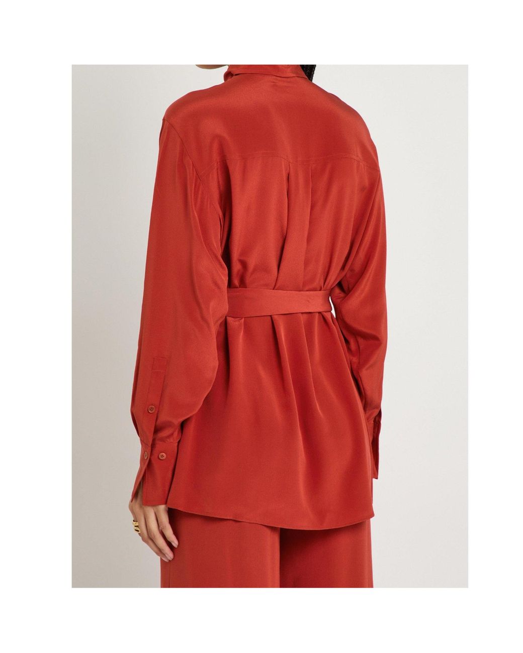 Joseph Red Pointed Collar Long-Sleeved Shirt