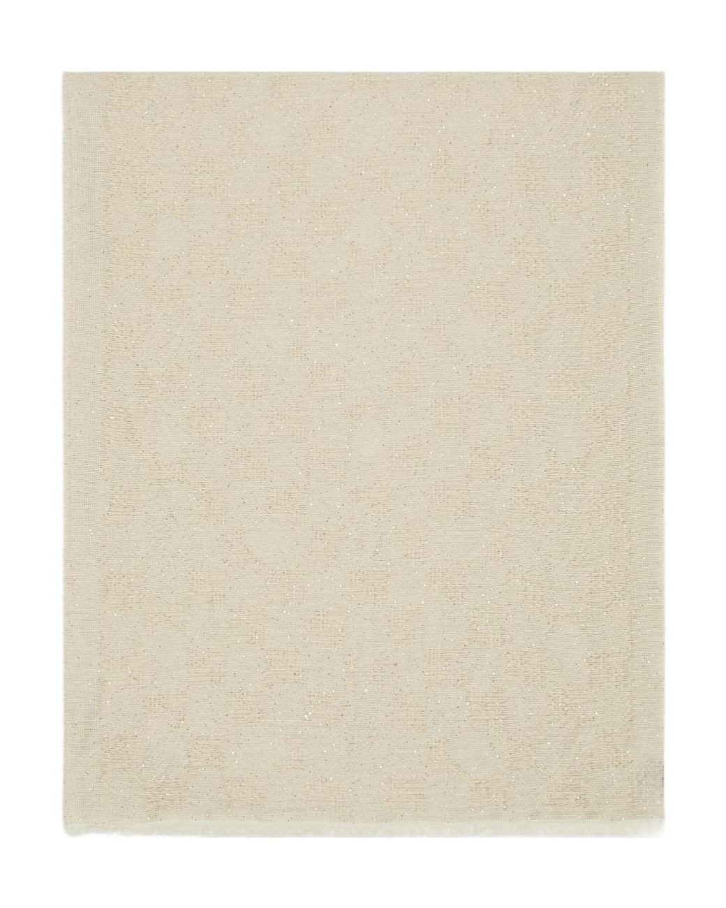 Emporio Armani Natural Sequinned Fringed Shawl