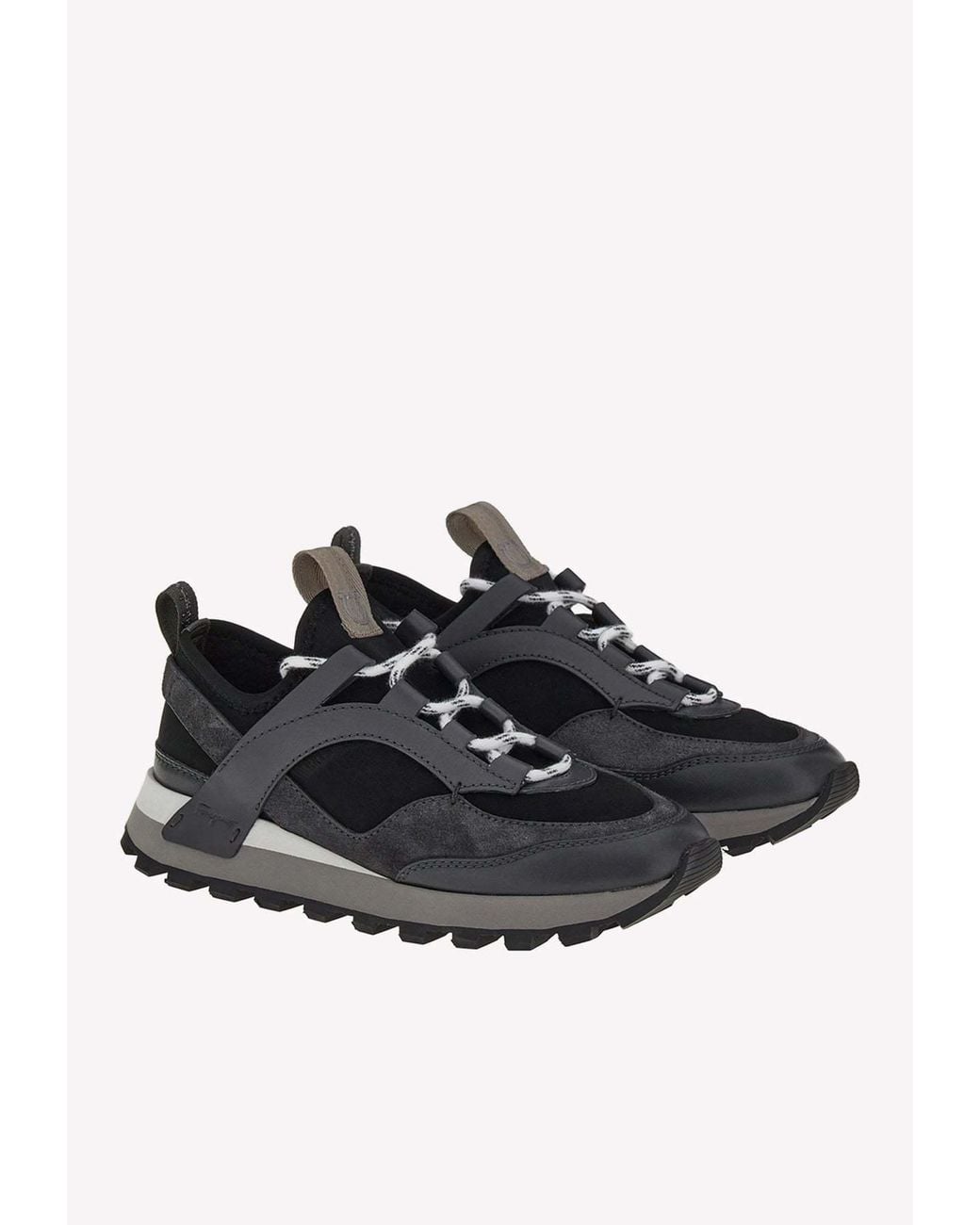 Ferragamo Black Ferragamo Round-Toe Lace-Up Sneakers