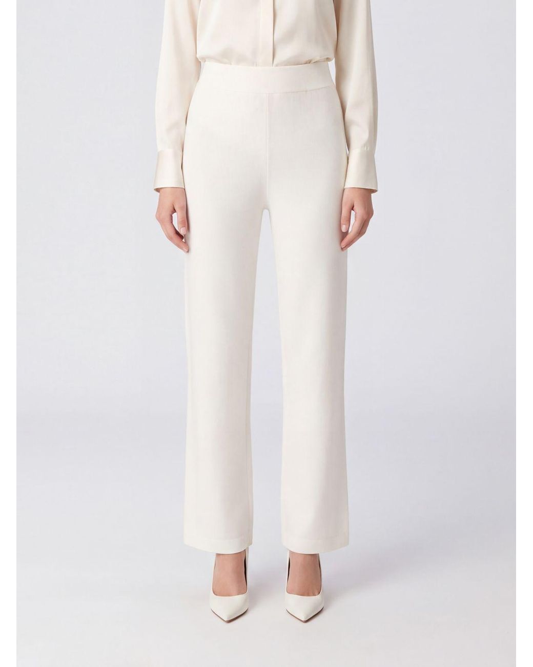 Max Mara White Elastic Waist Casual Pants