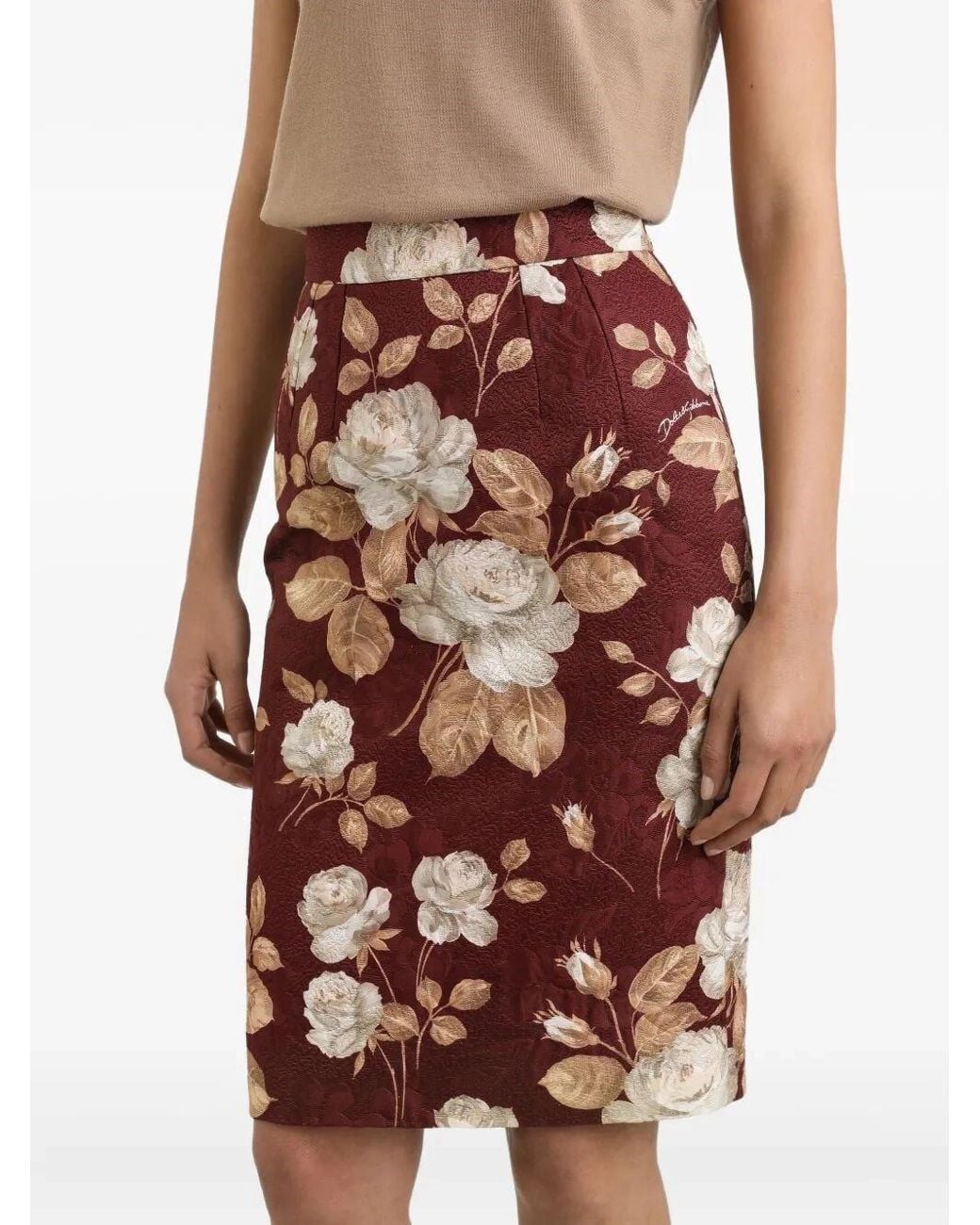 Dolce & Gabbana Multicolor Floral Printed Midi Skirt