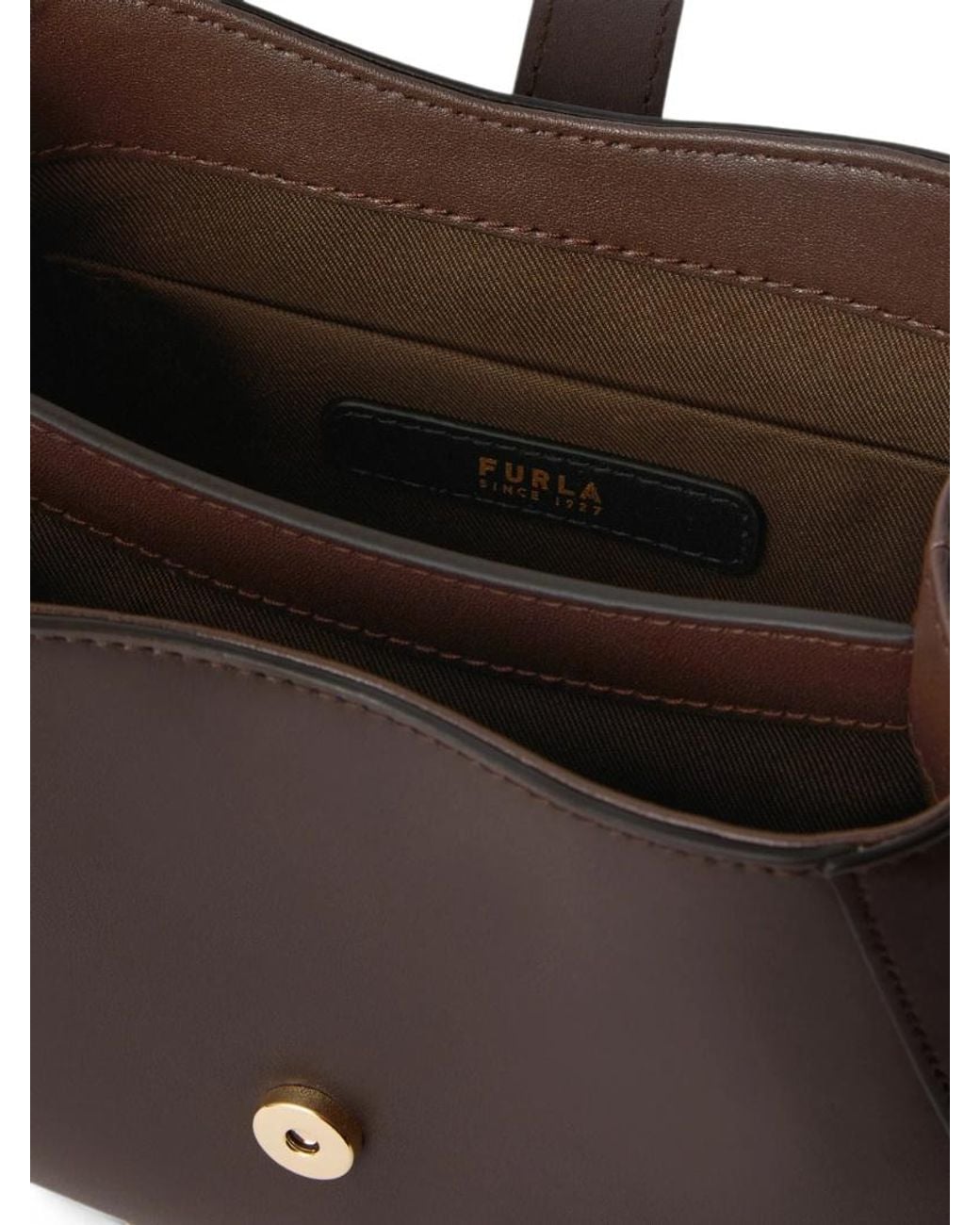 Furla Brown Large Buckle-Detail Leather Bucket Bag