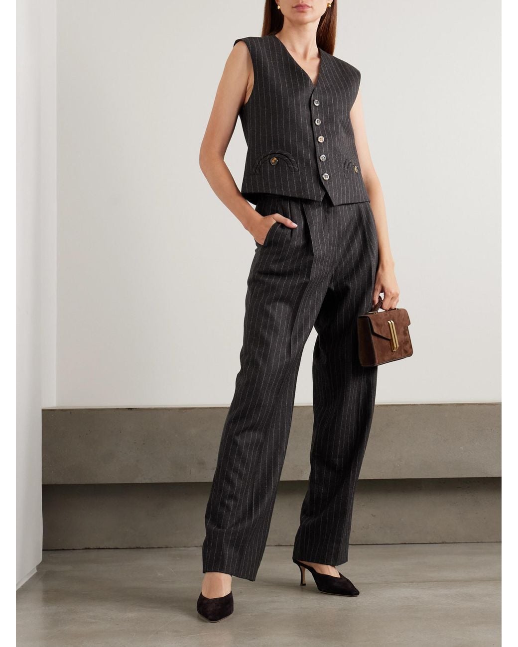 Blazé Milano Black Pinstriped Wool And Cashmere-Blend Vest