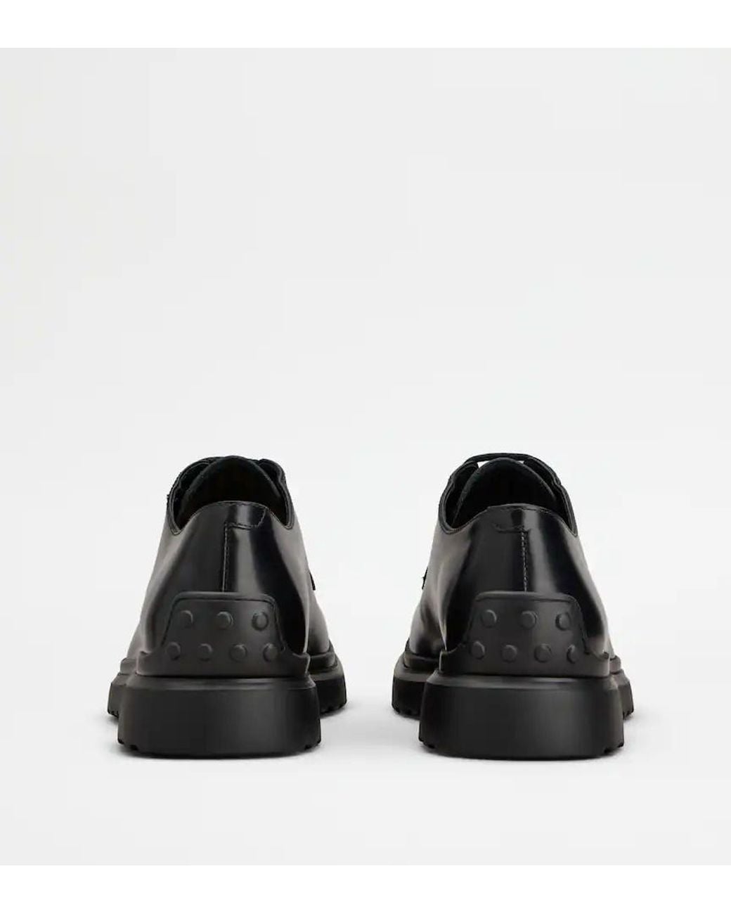 Tod's Black Gommino Detail Round Toe Derby Shoes