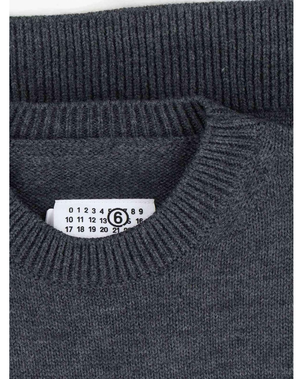 MM6 by Maison Margiela Gray Varsity Knitted Sweater for men