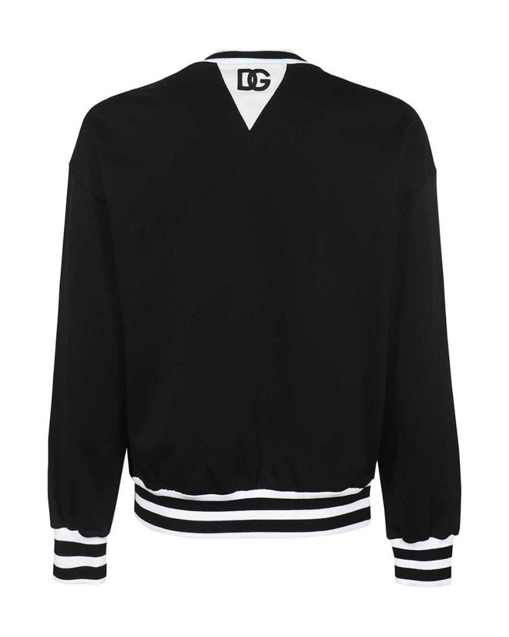 Dolce & Gabbana Black Logo-Appliqué Varsity Sweatshirt for men