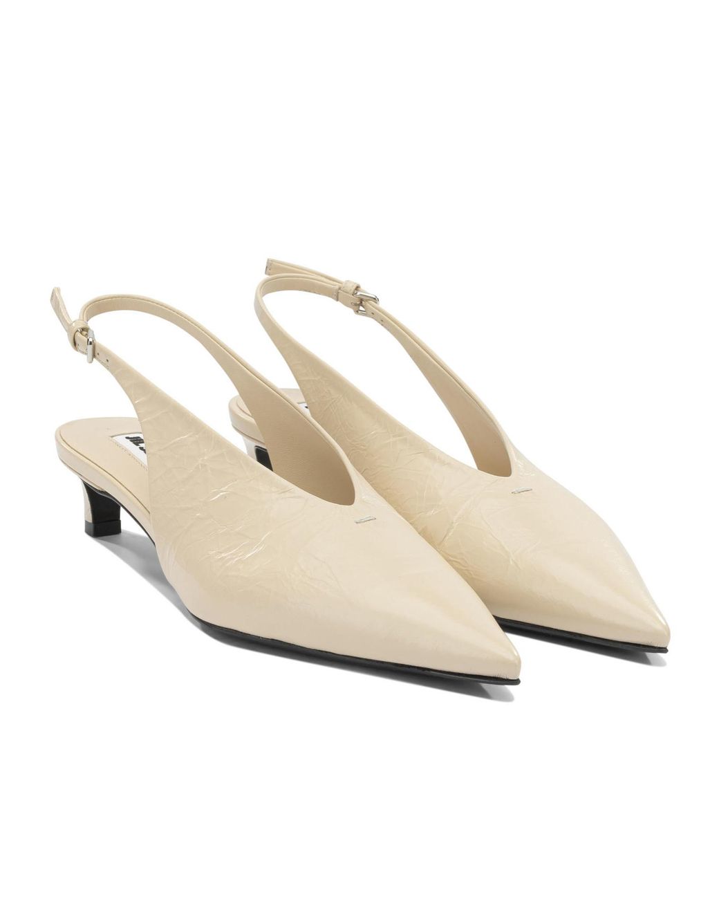 Jil Sander White Leather Slingback Pumps