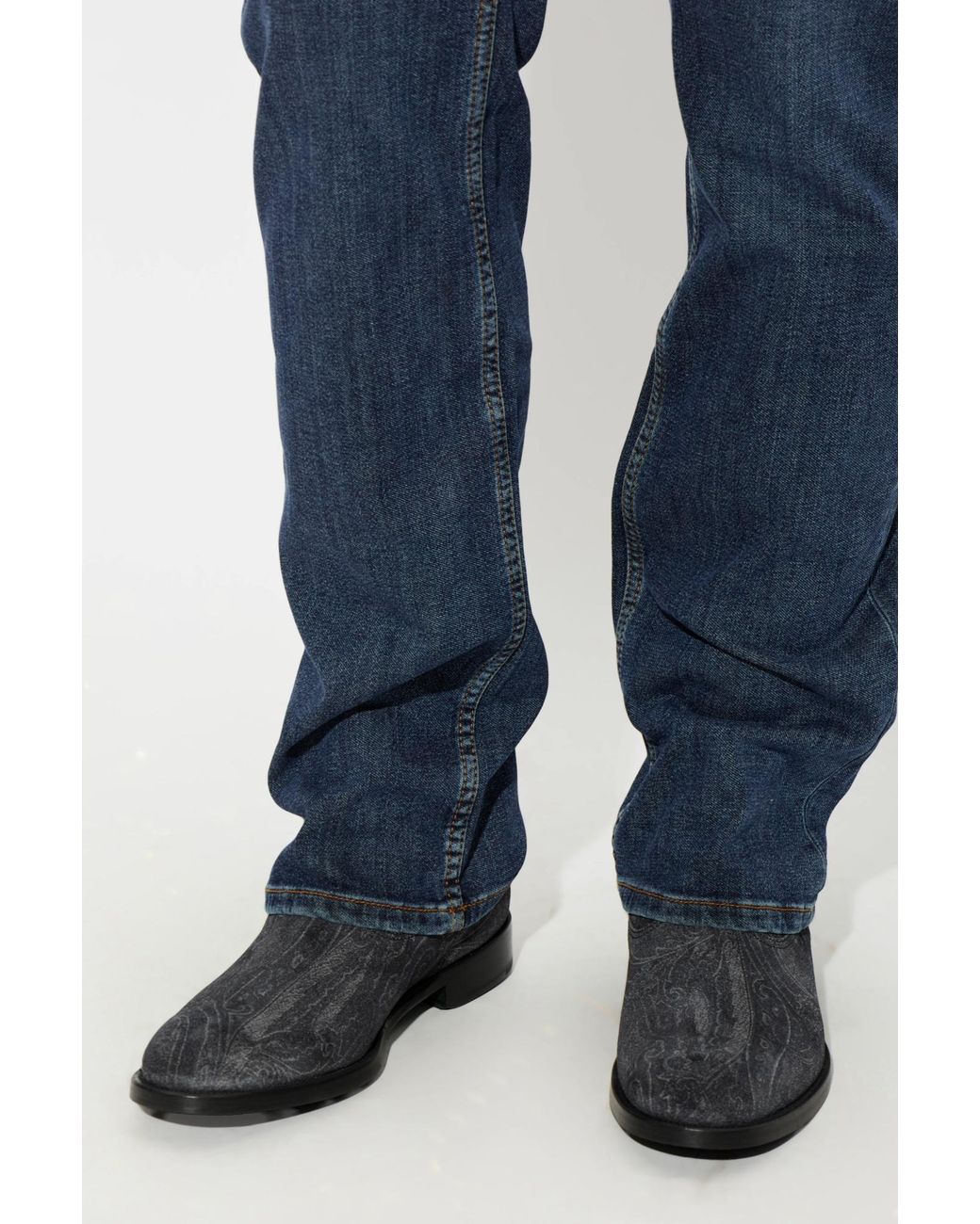 Etro Black Paisley Chelsea Boots for men