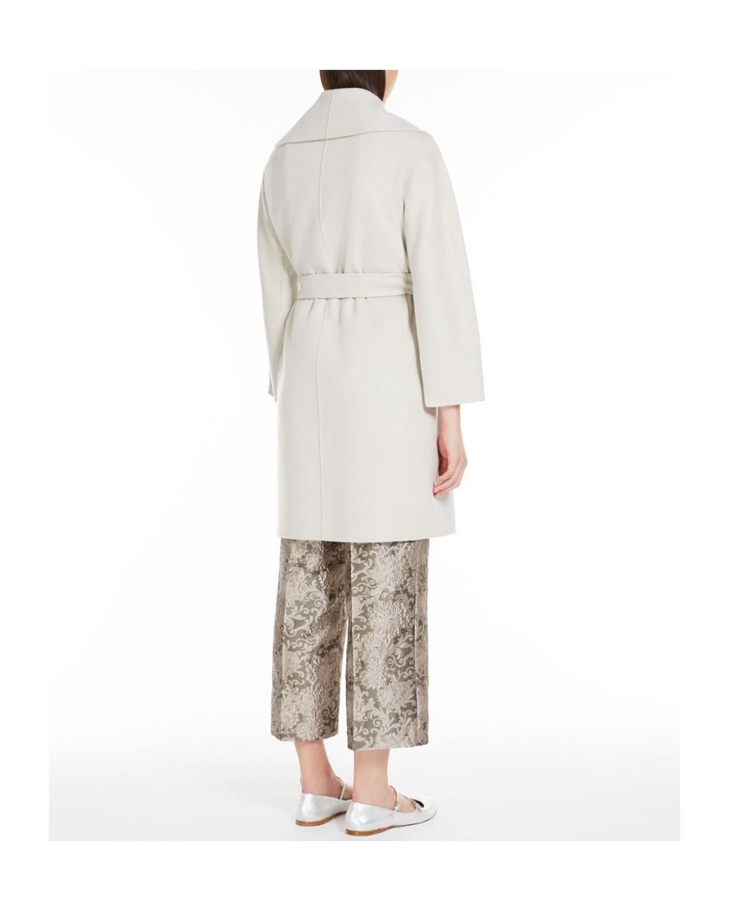 Max Mara White 'S Belted Long-Sleeved Coat