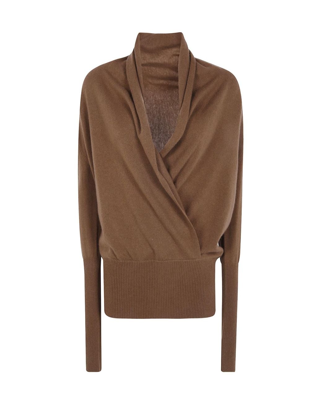 7 For All Mankind Brown Wrap V-Neck Sweater