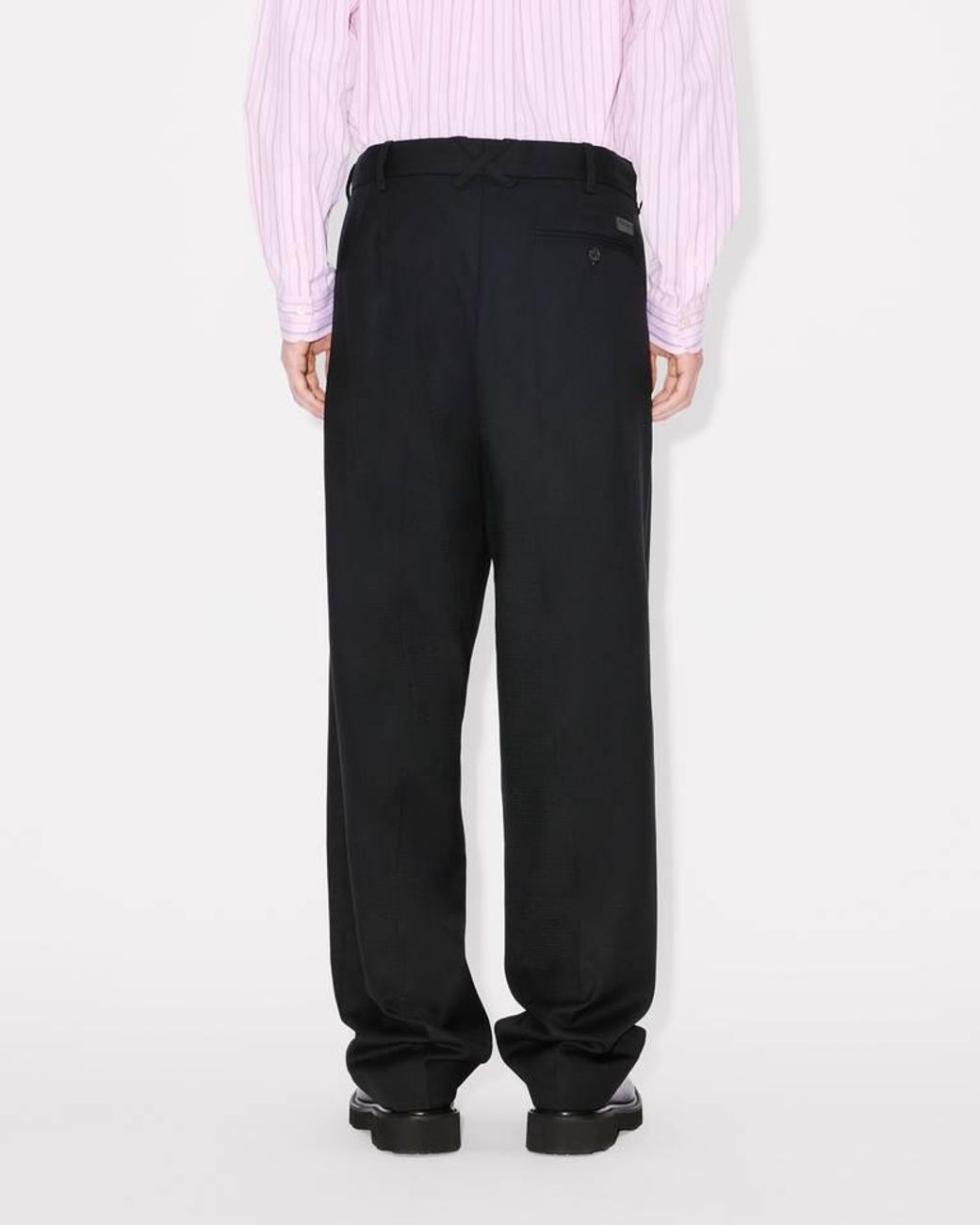 KENZO Black Weave Jacquard Pleated Tailored Pants for men