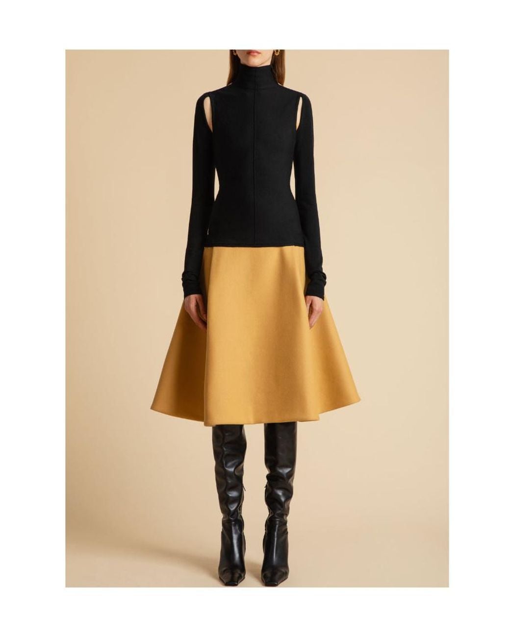 Khaite Black Turtleneck Cut-Out Detailed Top