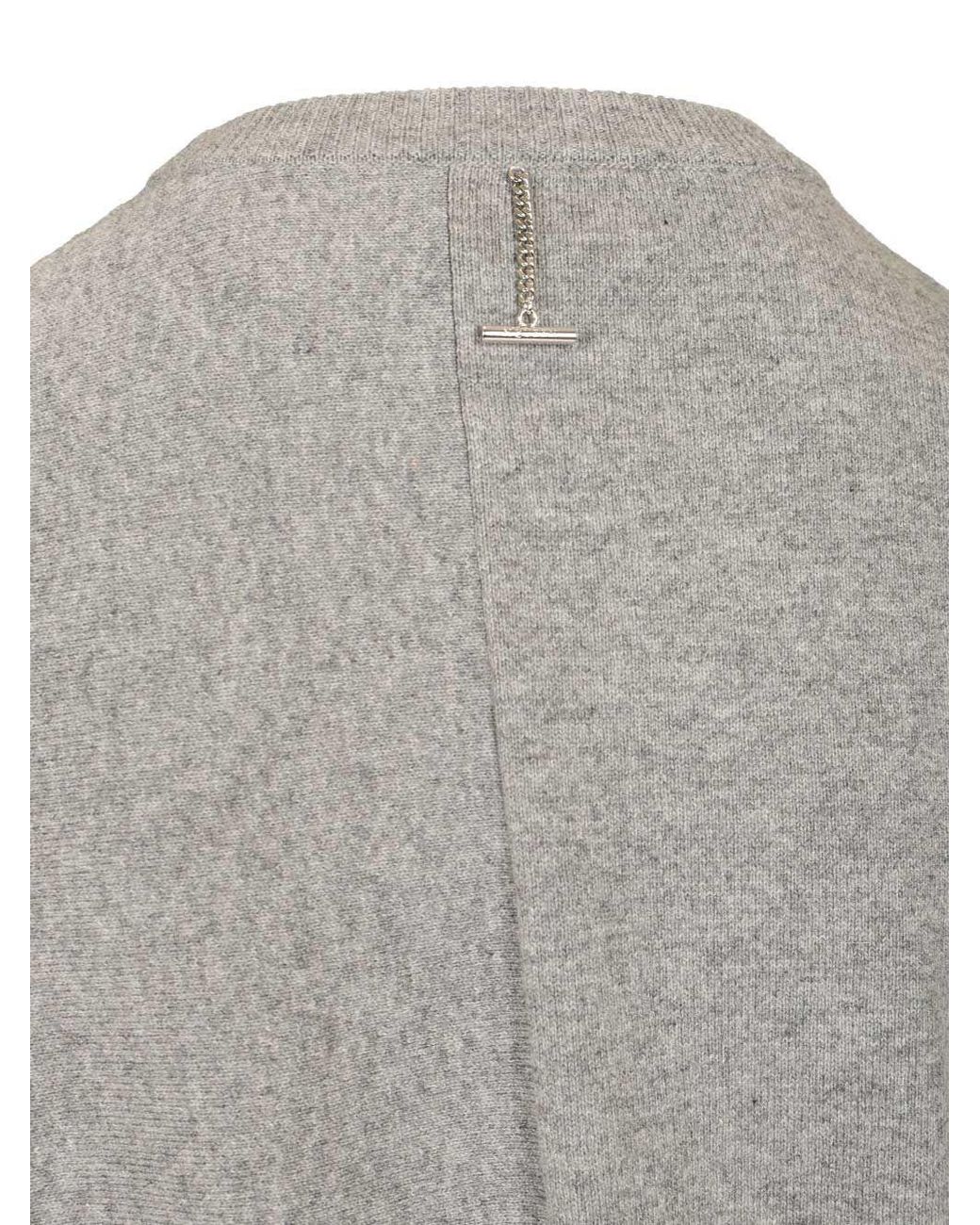 McQueen Gray Asymmetric Hem Crewneck Jumper