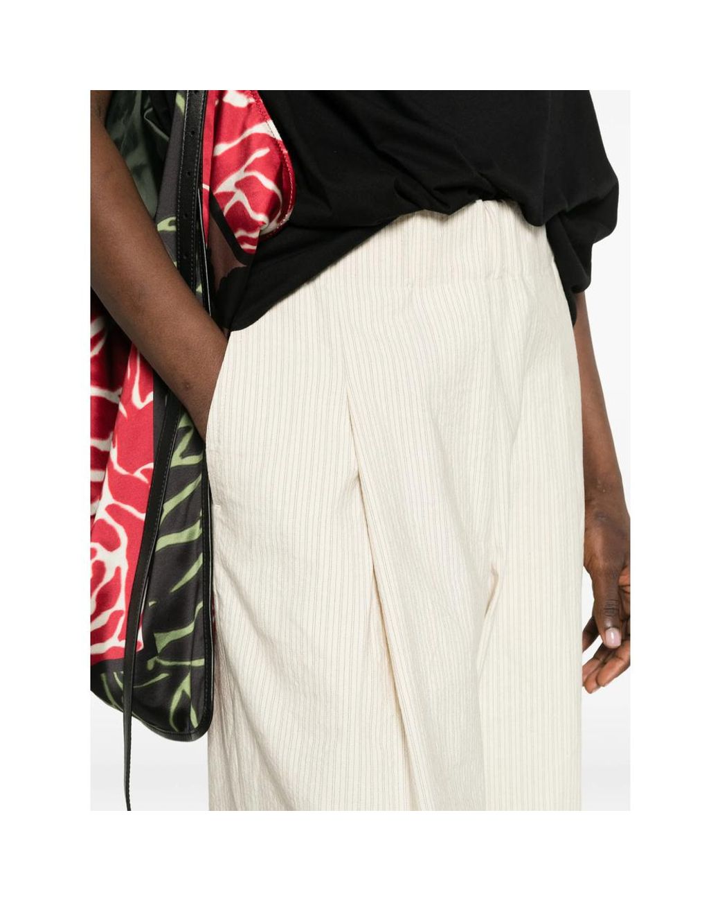 Dries Van Noten White Casual Pants With Elastic Waist