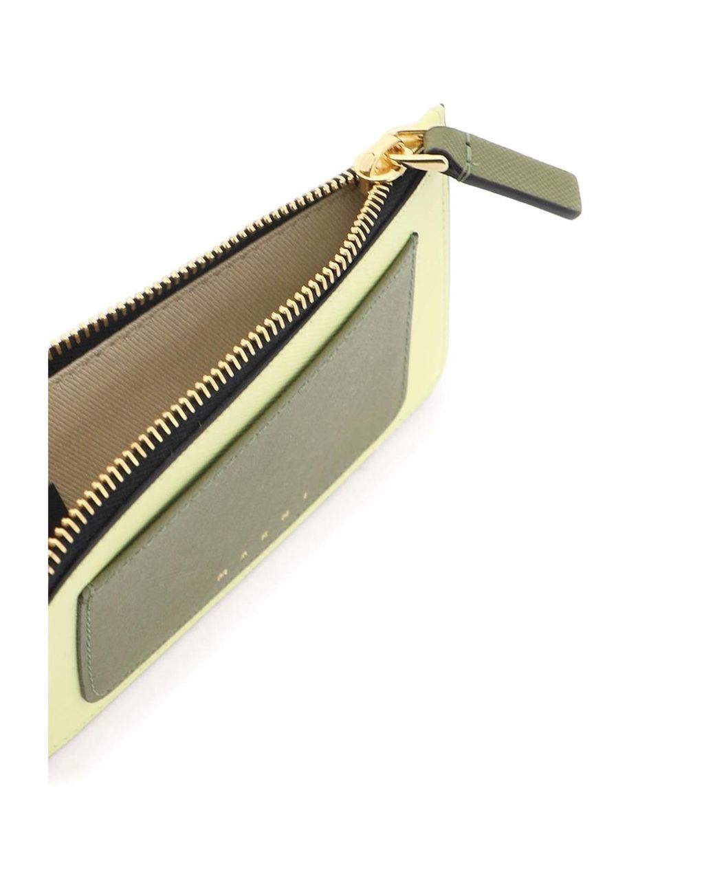 Marni Yellow Saffiano Logo Printed Card Case