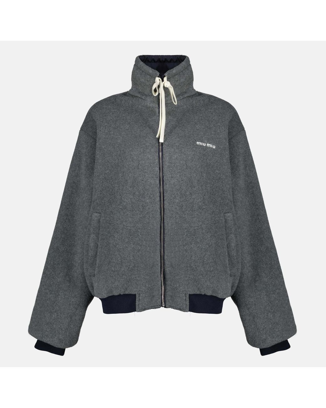 Miu Miu Blue Reversible Bomber Jacket