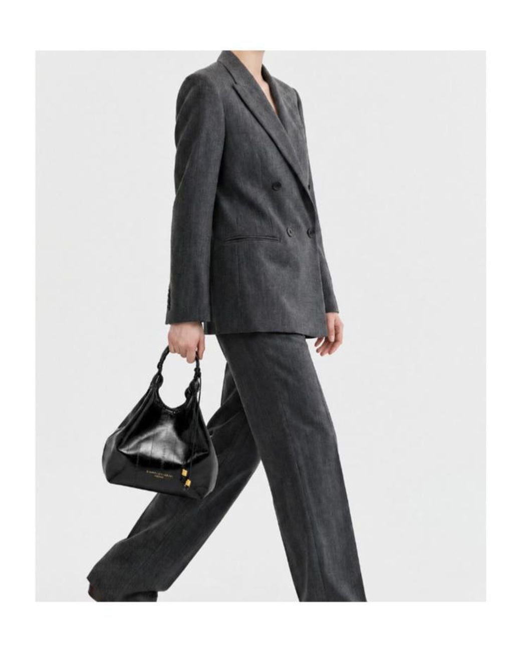 Gianni Chiarini Black Ruched Drawstring Bucket Bag