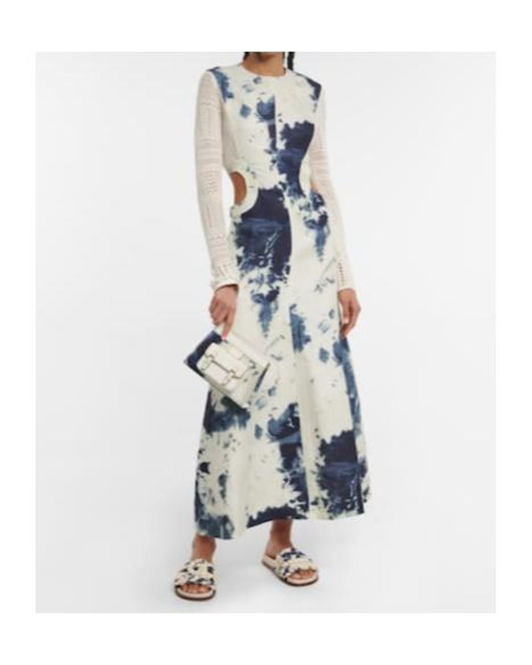 Chloé Blue Tie-Dye Cutout Midi Dress
