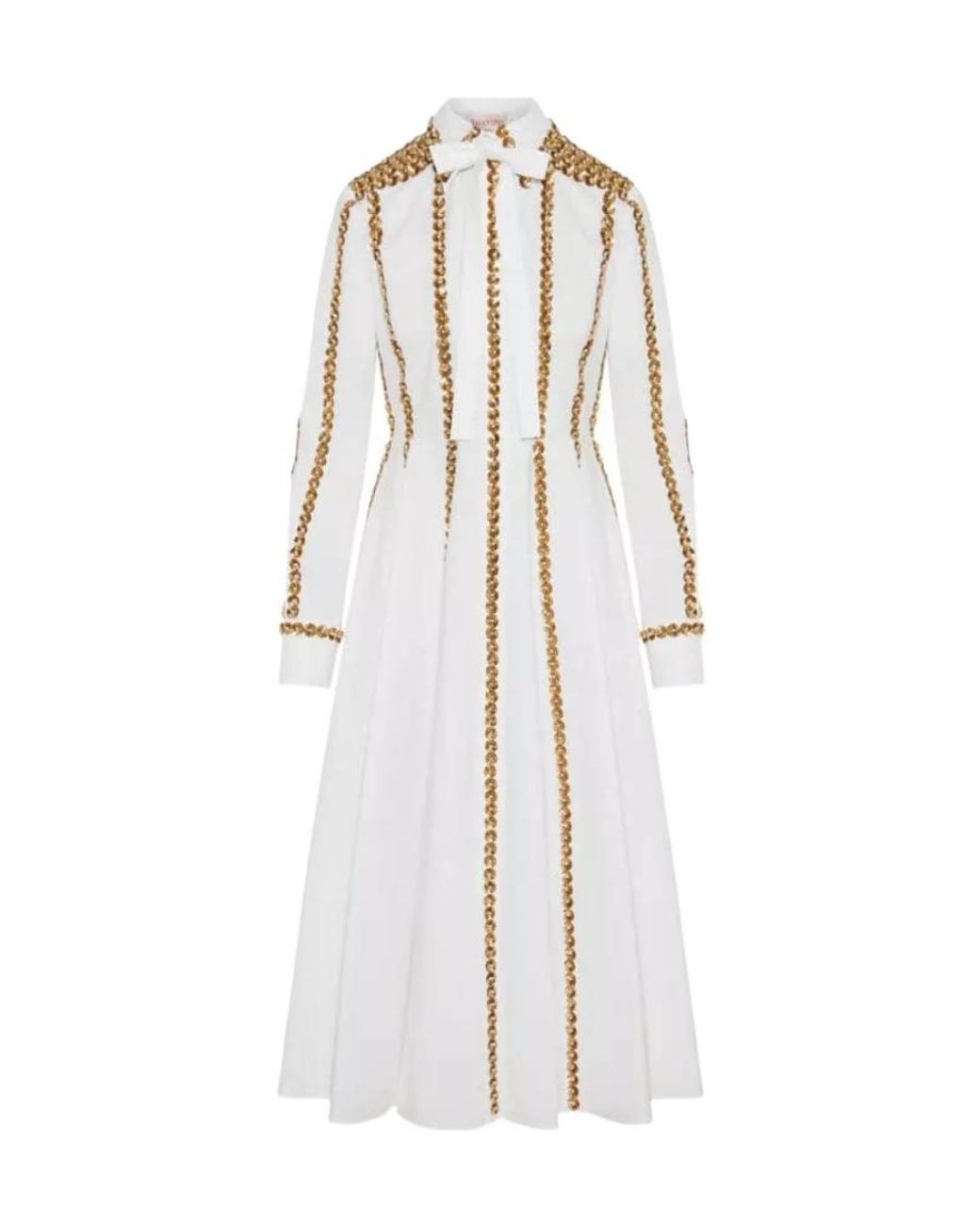 Valentino White Sequin-Embellished Shirt Dress