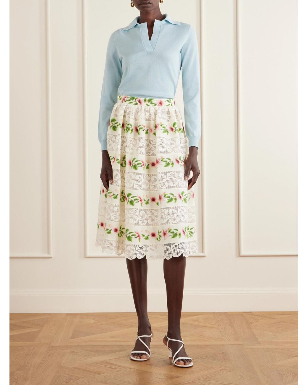 Oscar de la Renta Blue Wool Polo Sweater