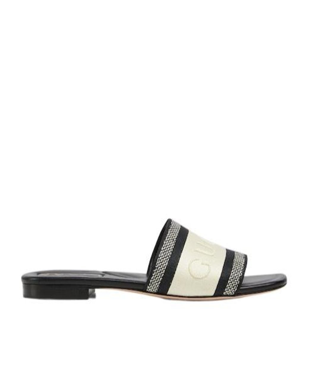 Gucci Black Slide Sandal With Web, Fabric