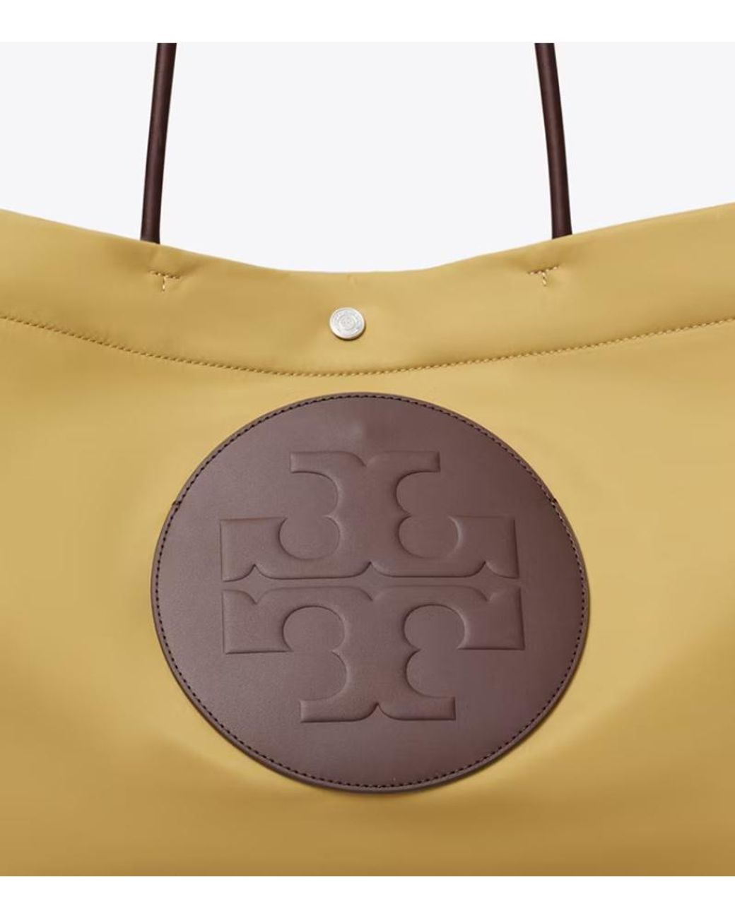 Tory Burch Yellow Ella Twist Logo Top Handle Bag