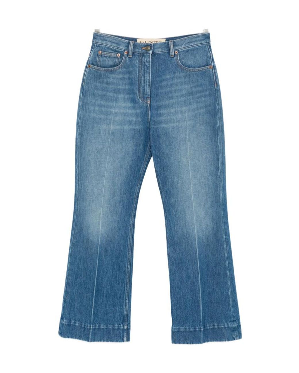 Valentino Blue Logo Patch Straight-Leg Jeans