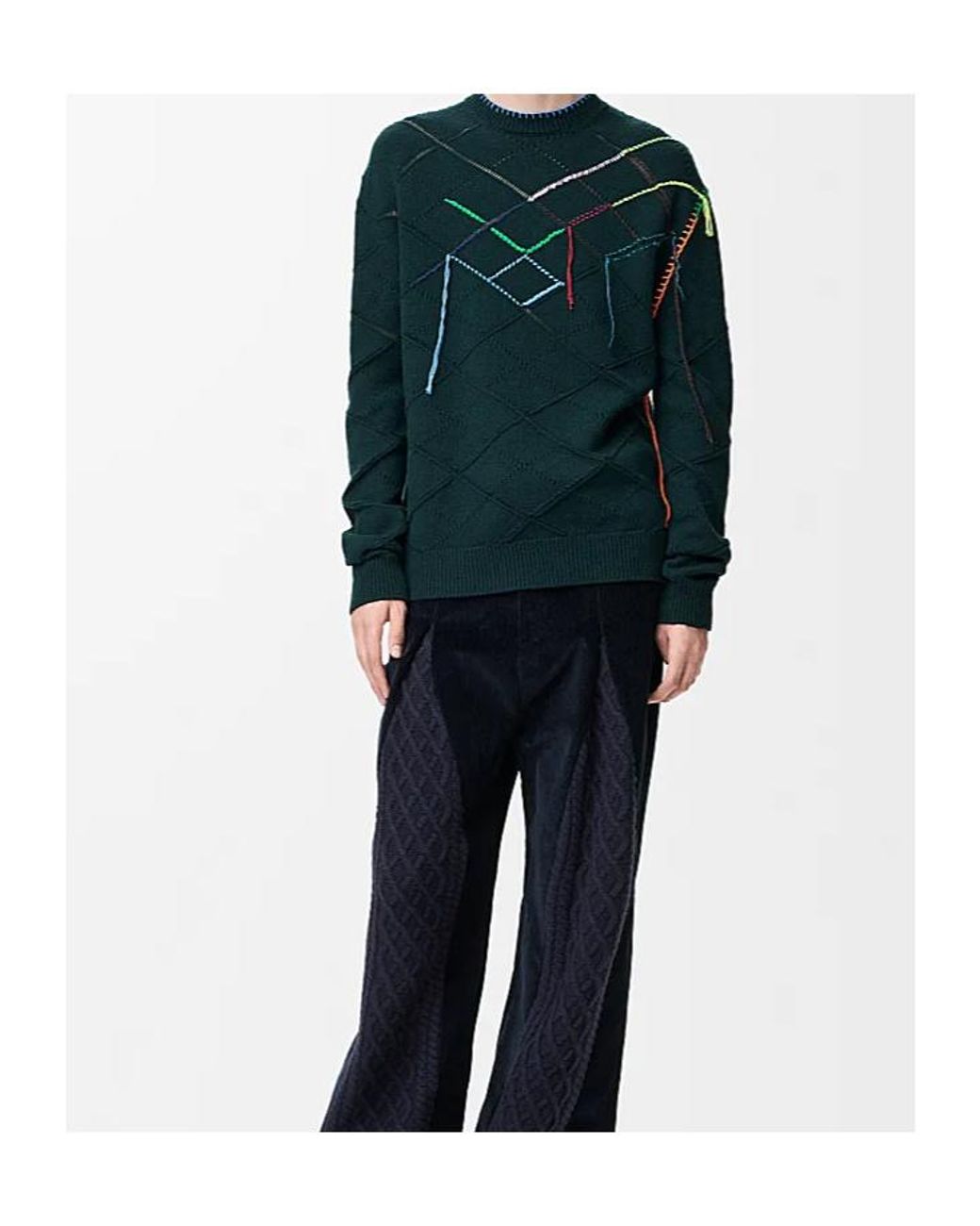 Loewe Green Long-Sleeved Wool Sweater for men
