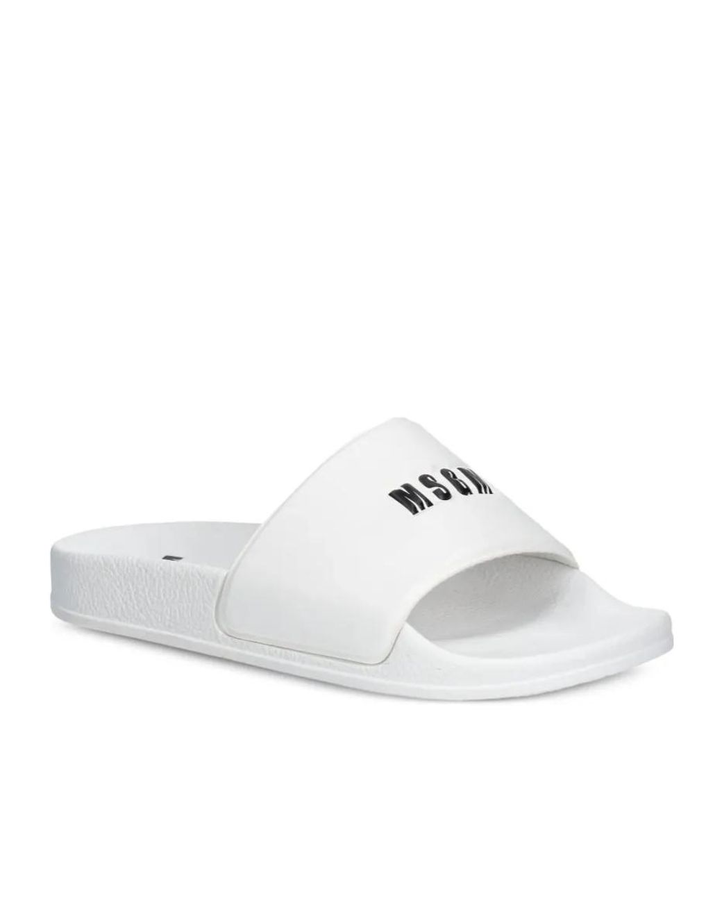 MSGM White Logo-Embossed Slides