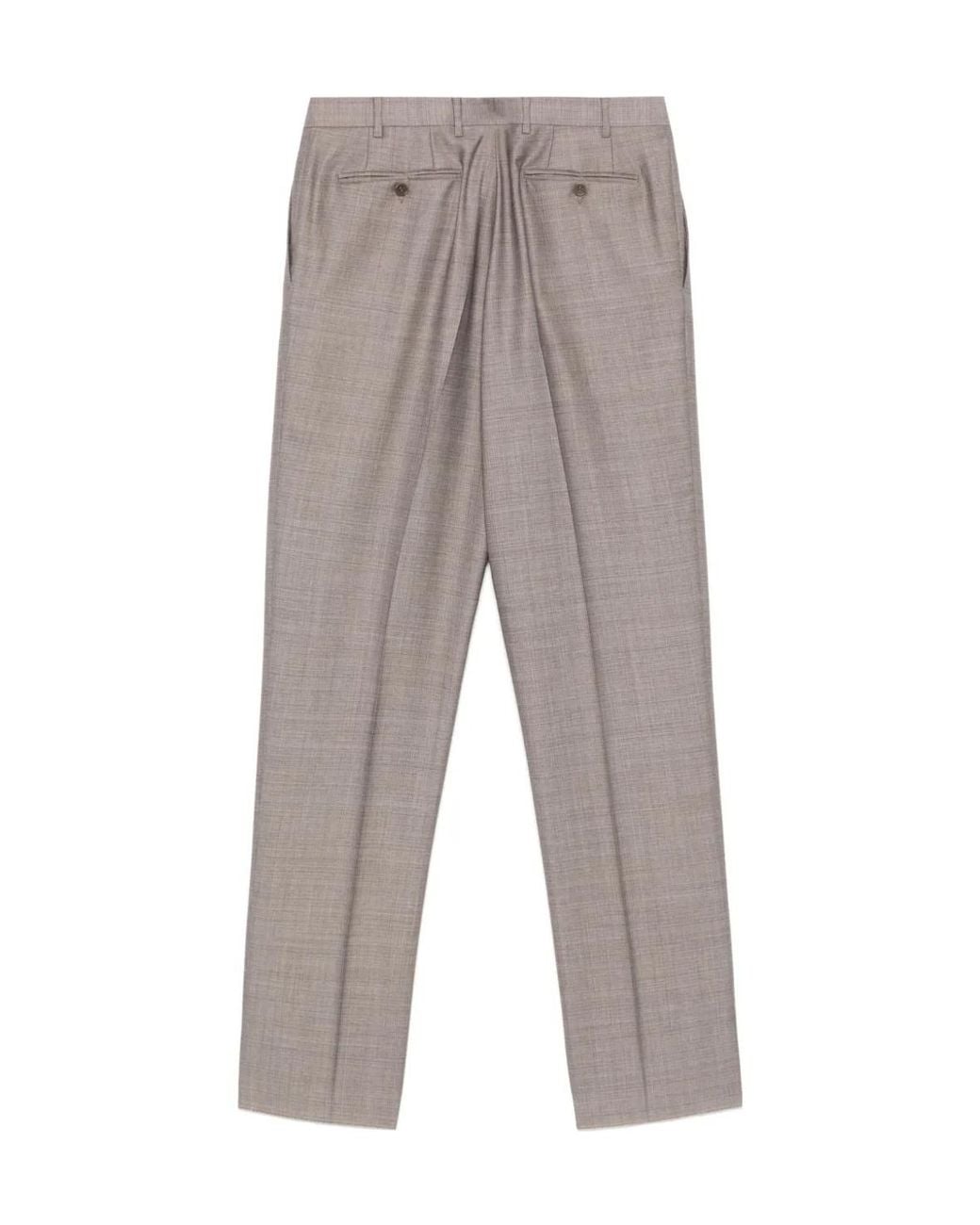 Canali Gray Mid-Rise Straight-Leg Trousers for men