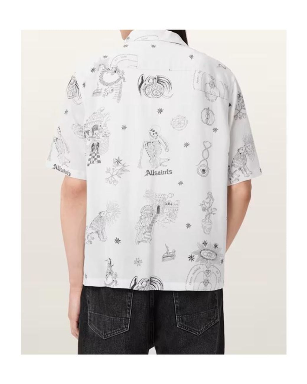 AllSaints White Terra Printed Chest-Pocket Shirt for men