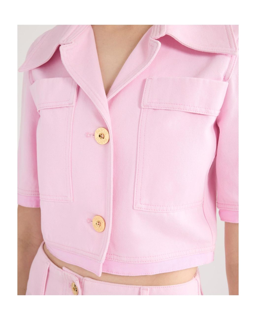 Patou Pink Cropped Button-Front Jacket