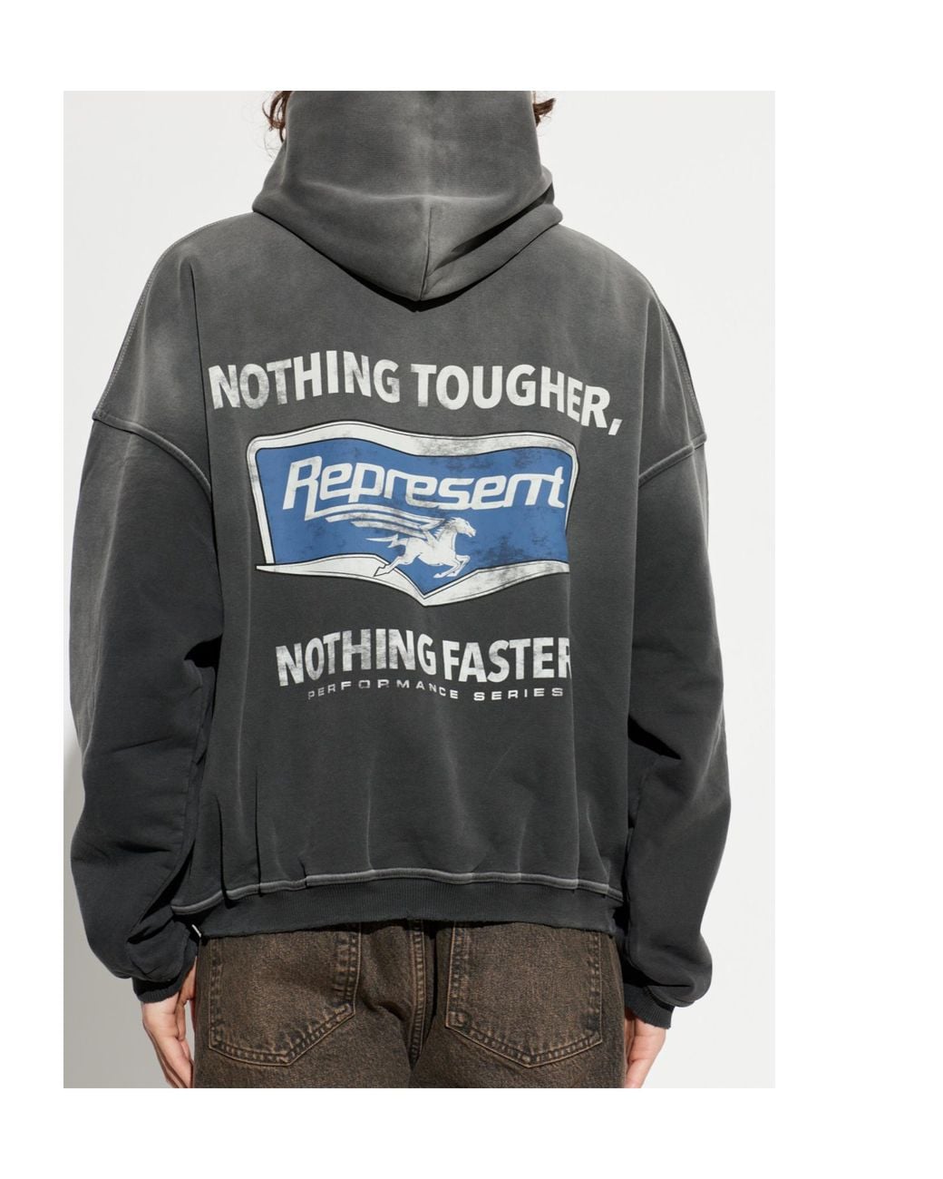 Represent Gray Logo Print Hoodies for men