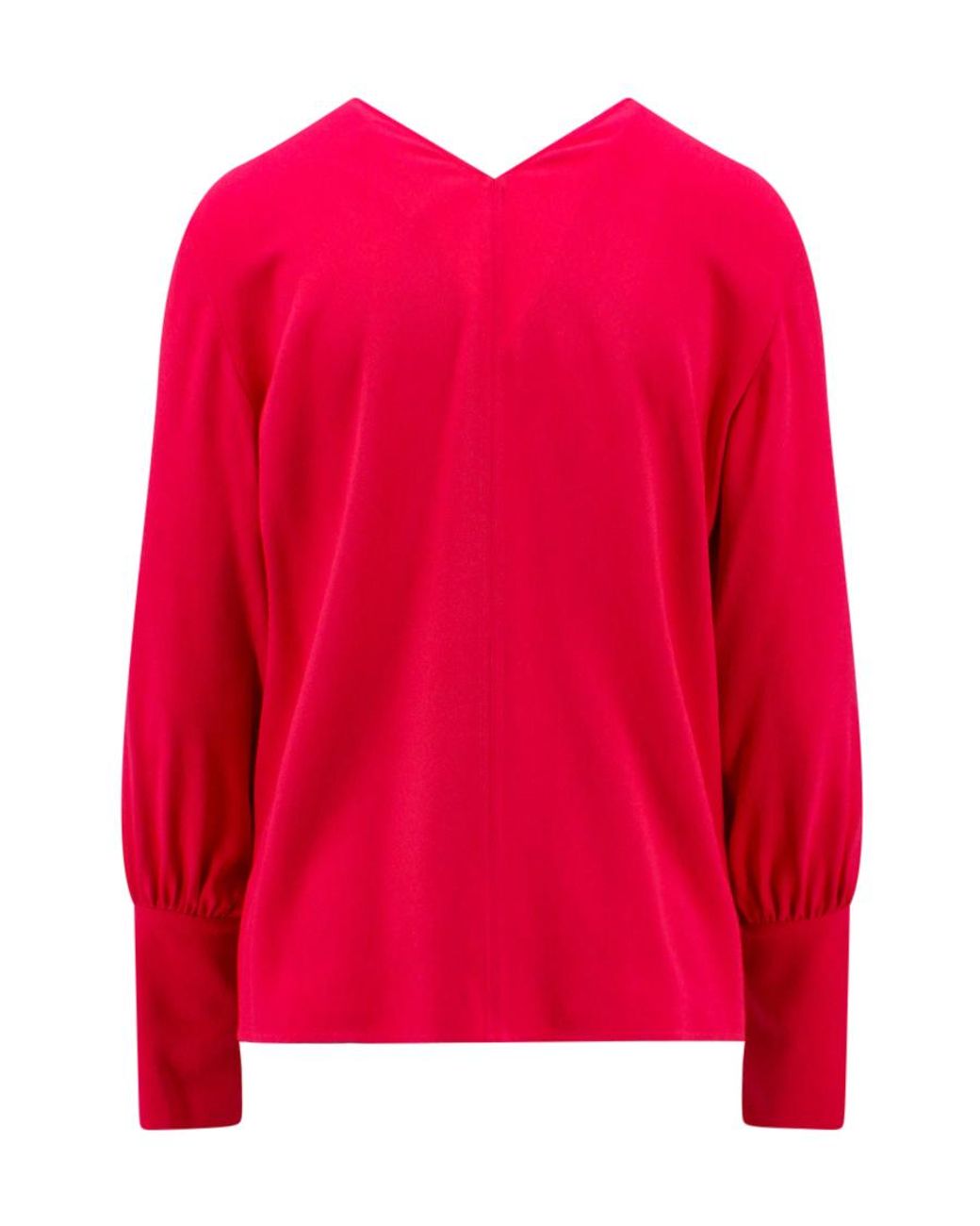 Erika Cavallini Semi Couture Red V-Neck Long-Sleeved Blouse