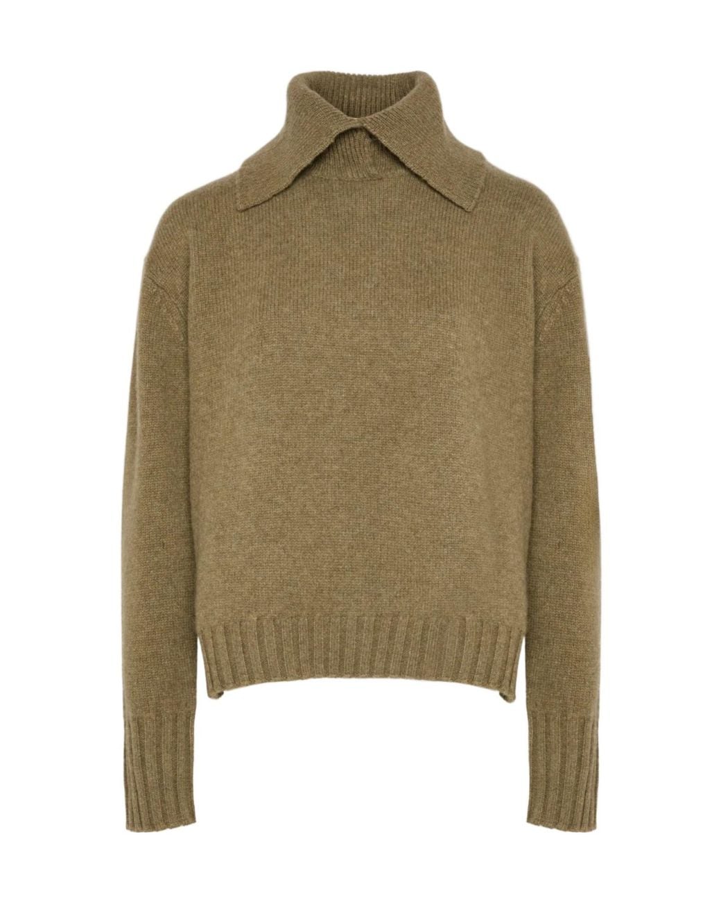 Yves Salomon Green Cashmere Crew-Neck Sweater