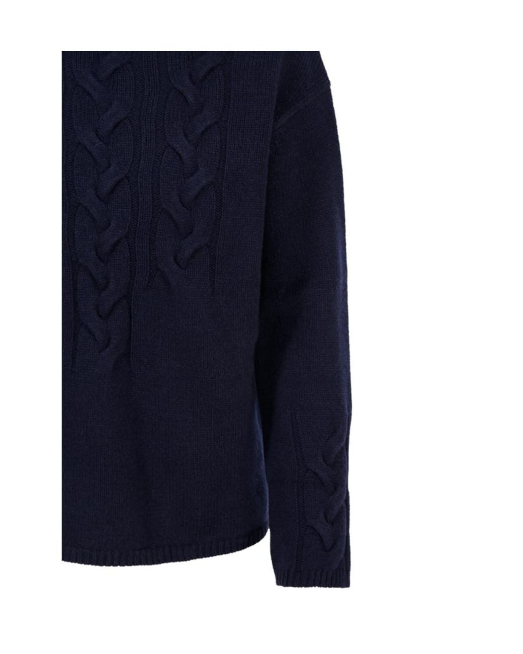 Max Mara Blue High-Neck Long-Sleeved Sweater