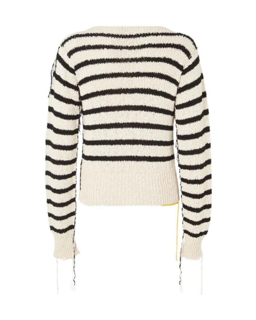Fendi Black And Ivory Striped Cotton Jumper for men