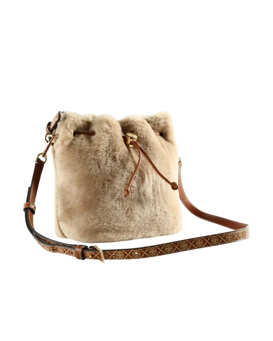 Tory Burch Brown Drawstring Bucket Bag