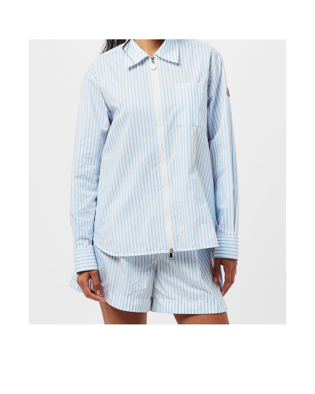 Moncler Blue Stripe Long-Sleeve Patterned Shirt