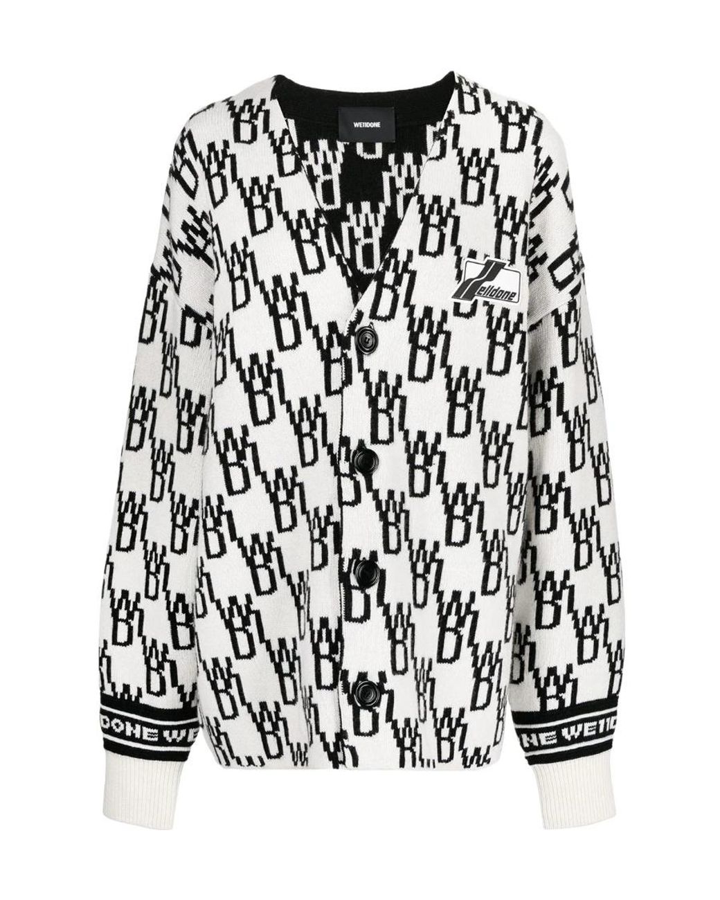 we11done Black Oversized Monogram Cardigan