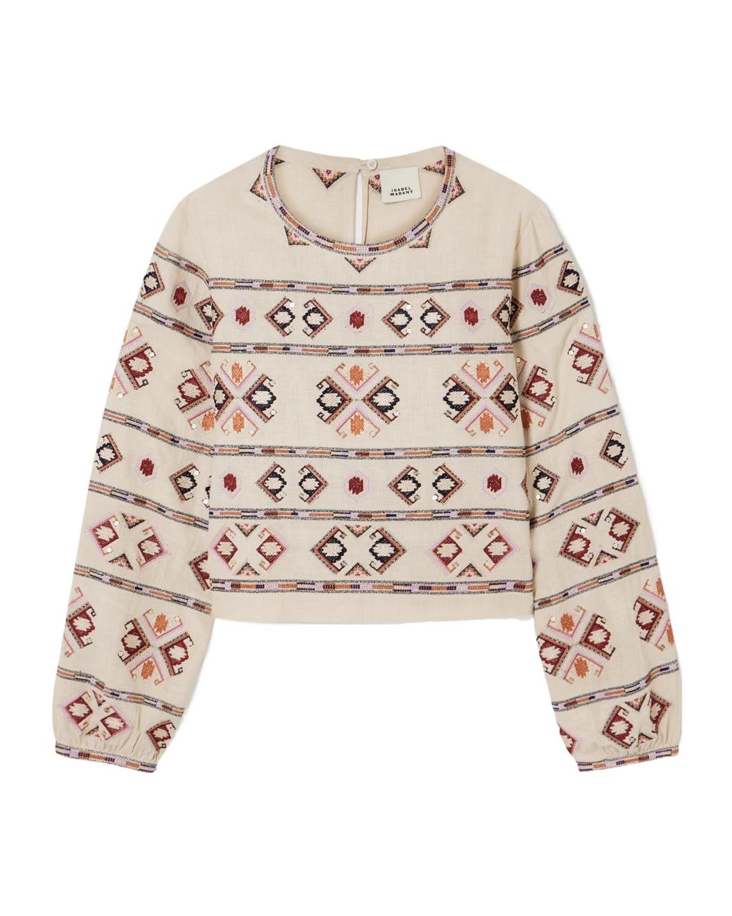 Isabel Marant Natural Zeyna Sequined Embroidered Top