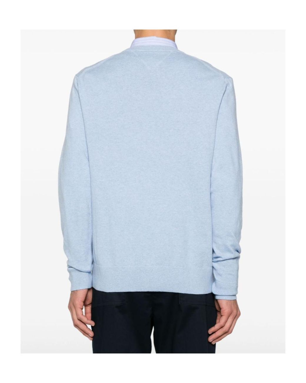 Tommy Hilfiger Blue Logo-Embroidered Crew-Neck Sweater for men