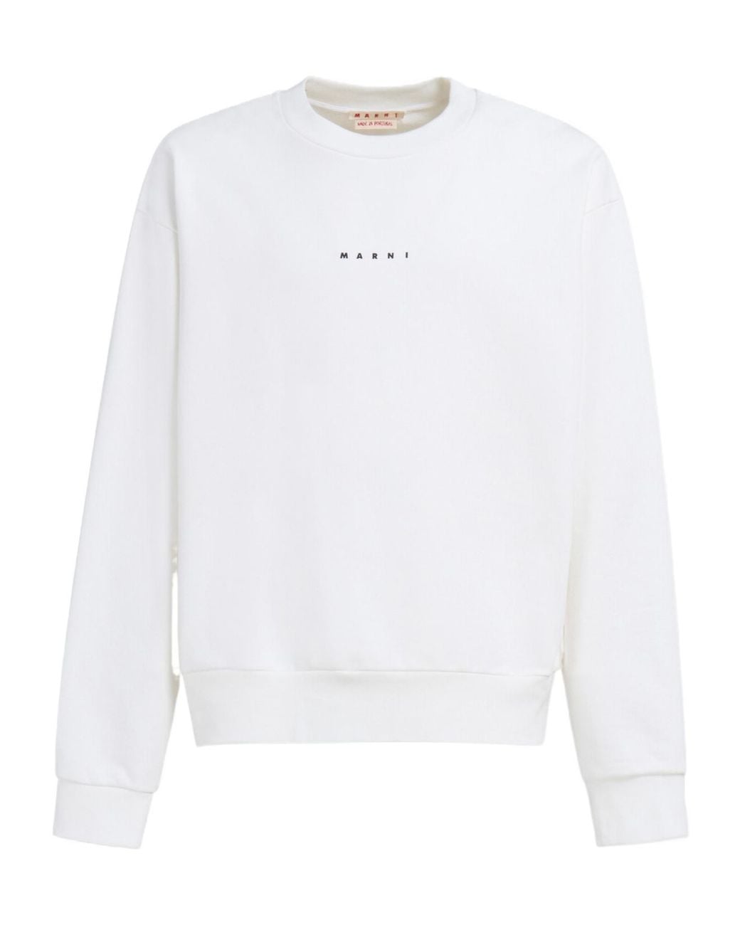 Marni White Logo Printed Crewneck Sweatshirt for men