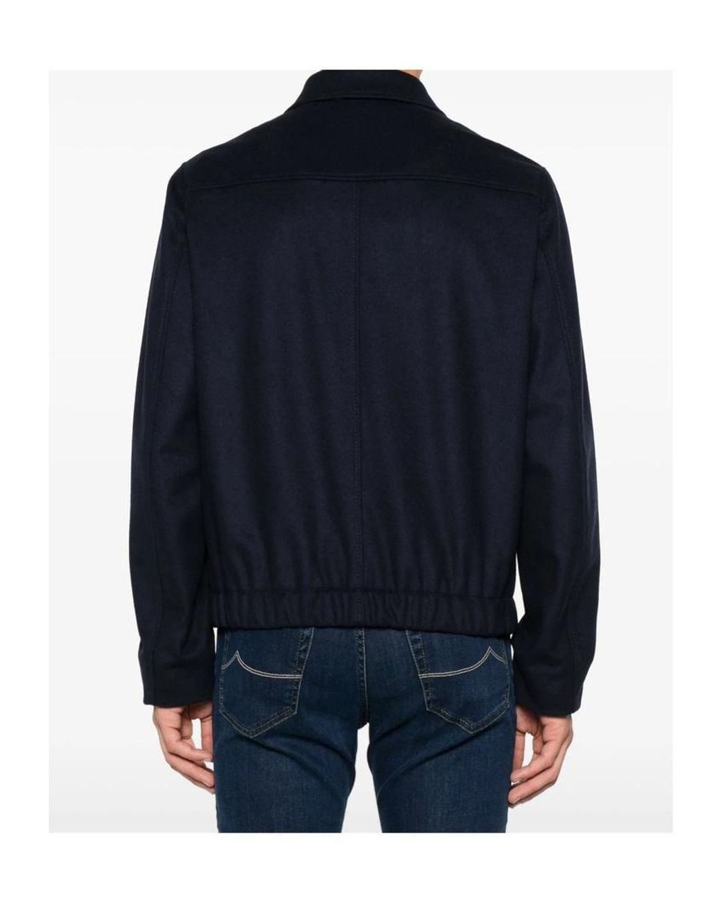 Incotex Blue Zip-Front Flannel Jacket for men
